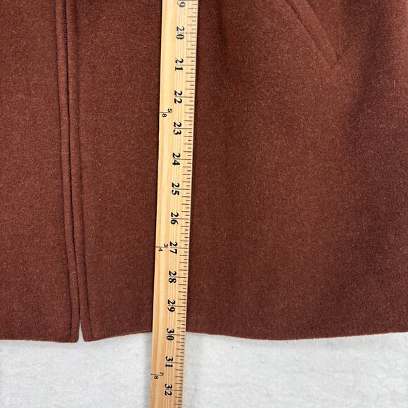 Eileen Fisher Italian Wool Jacket Size L Cinnamon Brown Lined Zip Coat Pockets - Picture 9 of 10